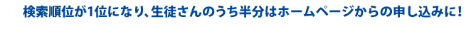 検索順位が1位になり、生徒さんのうち半分はホームページからの申し込みに!
