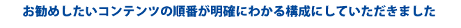 お勧めしたいコンテンツの順番が明確にわかる構成にしていただきました