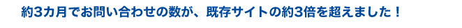 約3カ月でお問い合わせの数が、既存サイトの約3倍を超えました!