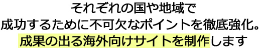 それぞれの国や地域で成功するために不可欠なポイントを徹底強化。成果の出る海外向けサイトを制作します